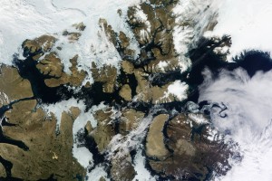 Sea ice clears from the Northwest Passage in this 2012 satellite image. (Photo: NASA) 